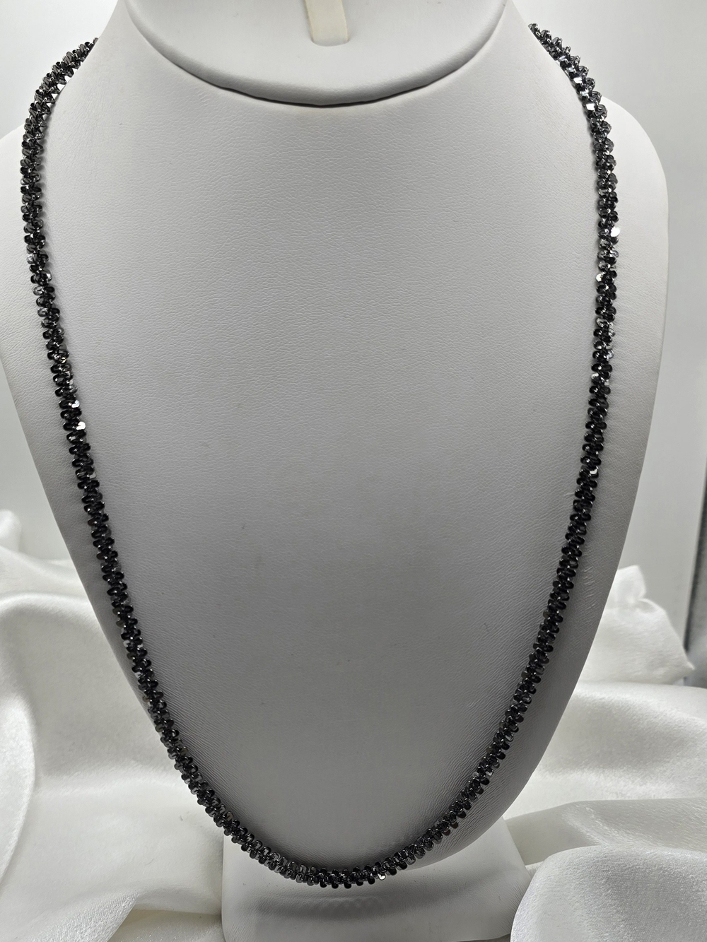Black Rhodium Over Sterlling Silver Twisted Roc Necklace